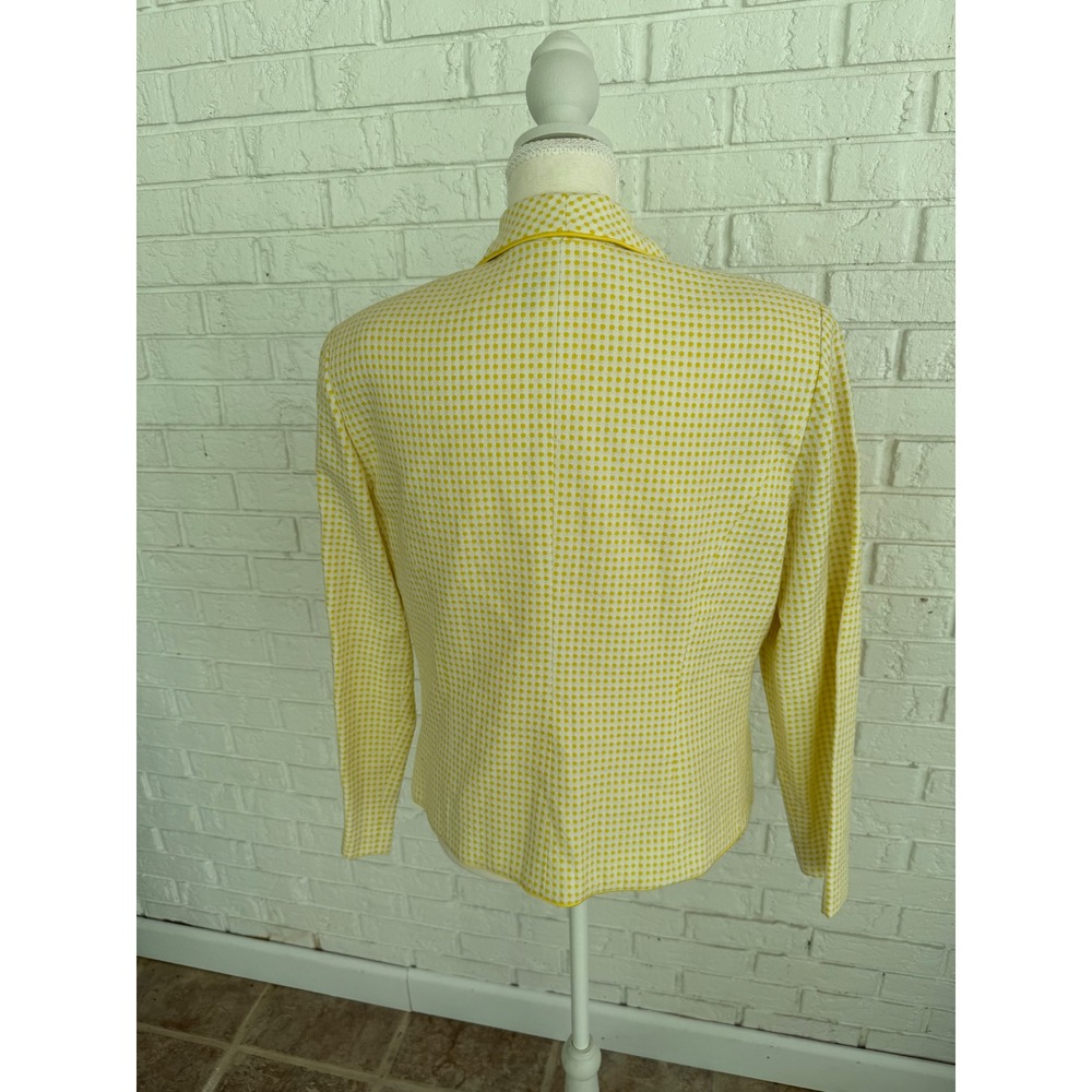 Jessica Howard Blazer Women 14 Yellow Excellent Polka Dot Cotton Button Front - Picture 3 of 5